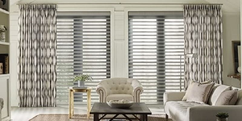 Cordless blinds in a bright Northwest-style living room with soft natural light